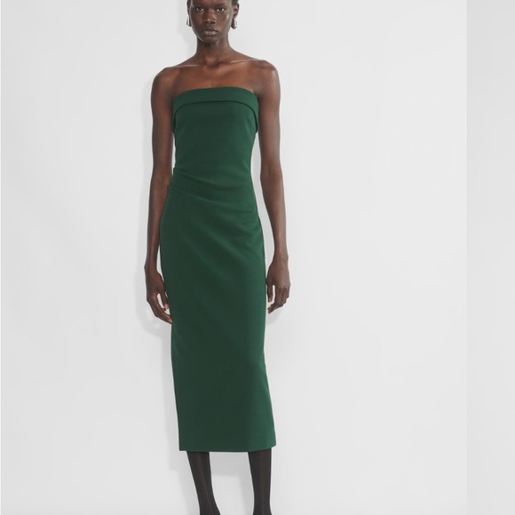 Aritzia Dresses & Skirts - Aritzia Green Ribbed Strapless Sheath Dress